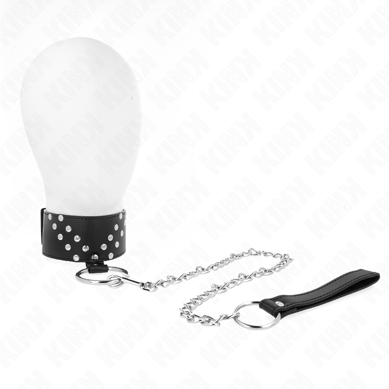 KINK COLLAR & GAG Collier Ceinture 65 Cm Rivet V Réglable 36-43 Cm X 5 Cm - Aura Intime