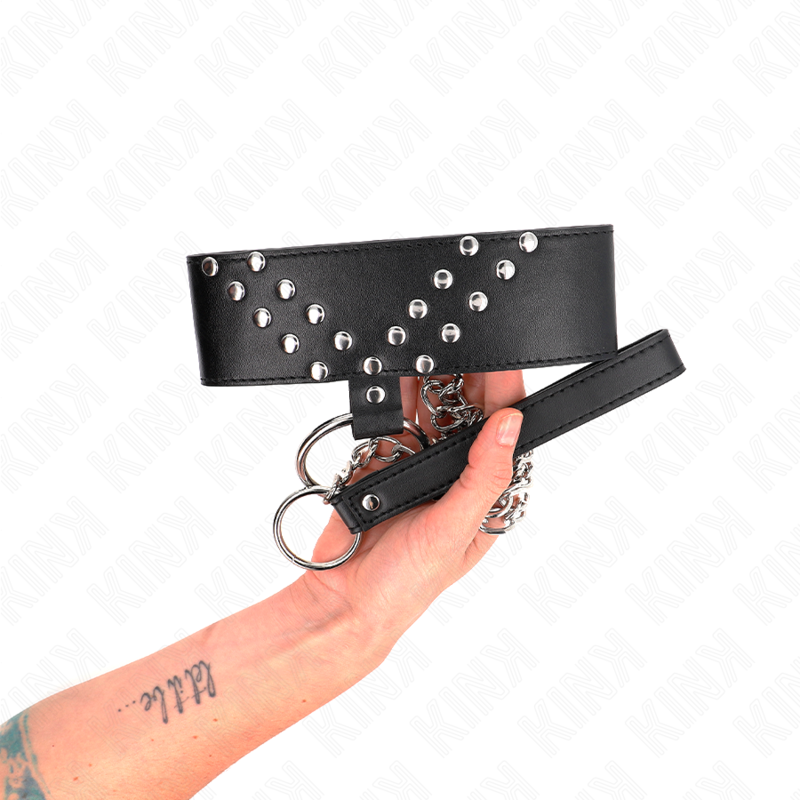 KINK COLLAR & GAG Collier Ceinture 65 Cm Rivet V Réglable 36-43 Cm X 5 Cm — vue arrière