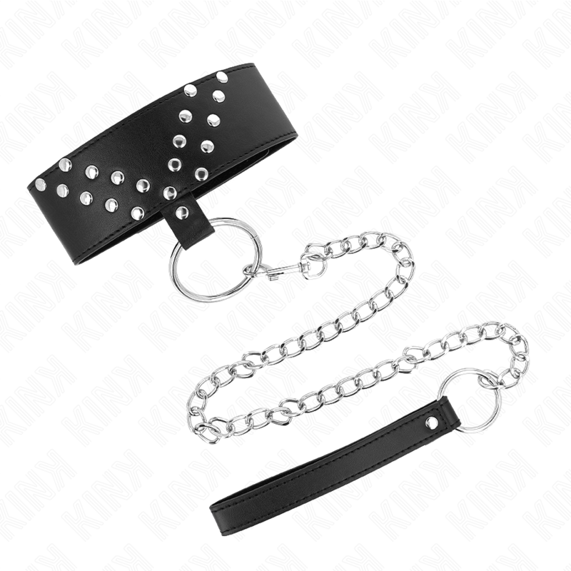 KINK COLLAR & GAG Collier Ceinture 65 Cm Rivet V Réglable 36-43 Cm X 5 Cm — vue détaillée