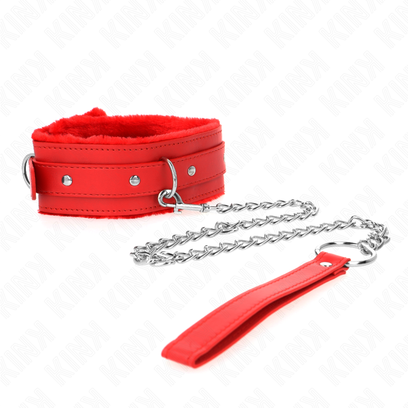 KINK COLLAR & GAG Collier Laisse 65 Cm Restrictions Rouge 36-42 Cm X 5,5 Cm — vue arrière
