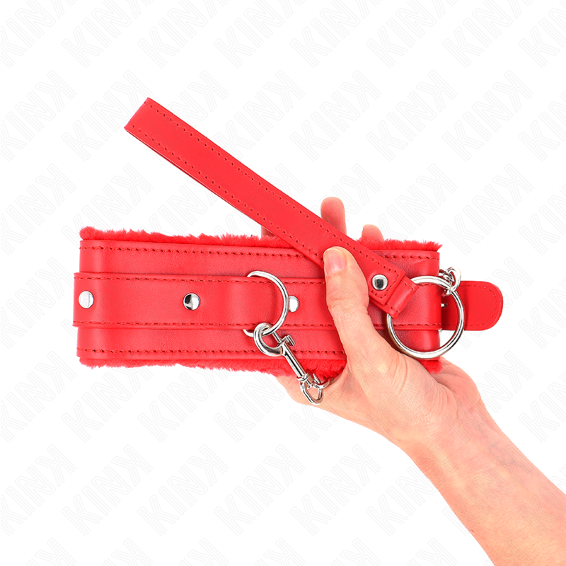 KINK COLLAR & GAG Collier Laisse 65 Cm Restrictions Rouge 36-42 Cm X 5,5 Cm — accessoires inclus