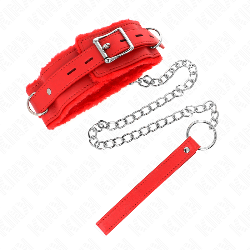 KINK COLLAR & GAG Collier Laisse 65 Cm Restrictions Rouge 36-42 Cm X 5,5 Cm — vue détaillée