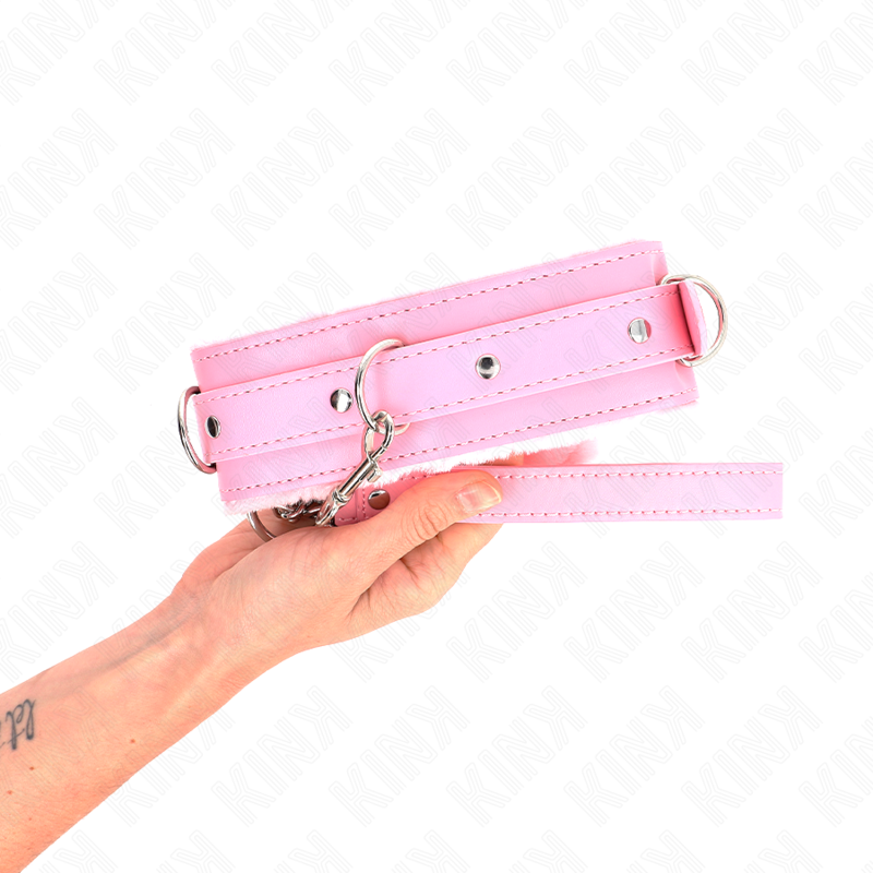 KINK COLLAR & GAG Collier Laisse 65 Cm Restrictions Rose 36-42 Cm X 5,5 Cm — vue détaillée