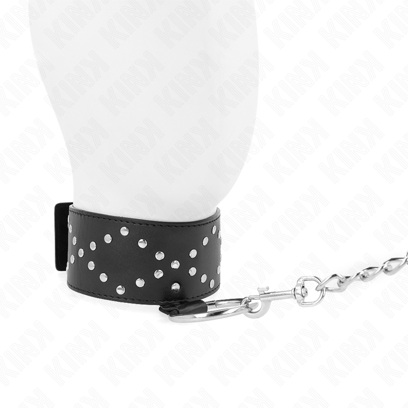 KINK COLLAR & GAG Collier 65 Cm Laisse Clous Argentés Modèle 3 Réglable 36-... — vue alternative