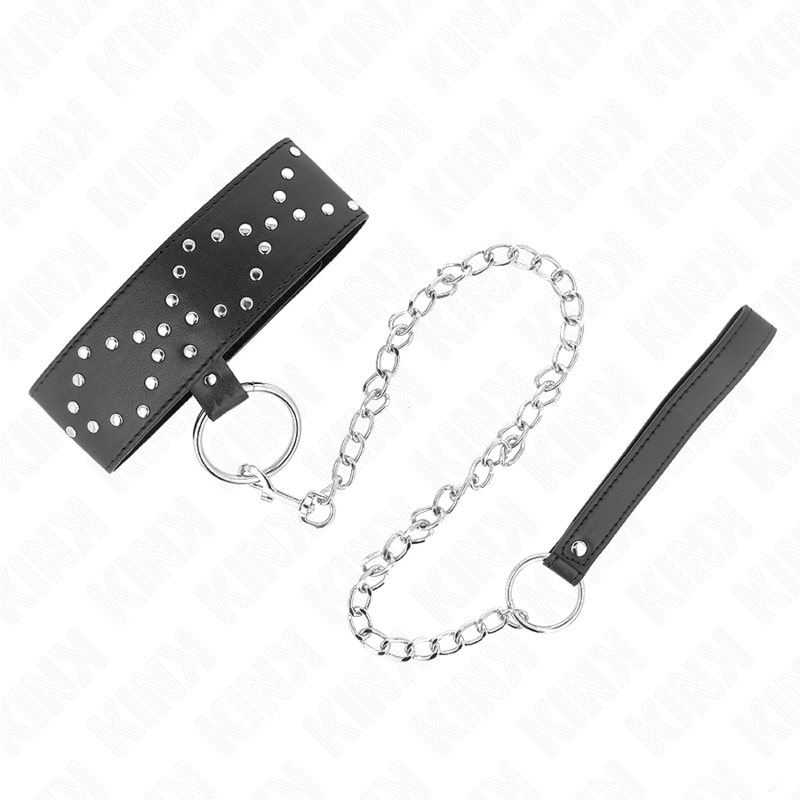 KINK COLLAR & GAG Collier 65 Cm Laisse Clous Argentés Modèle 3 Réglable 36-... — vue détaillée