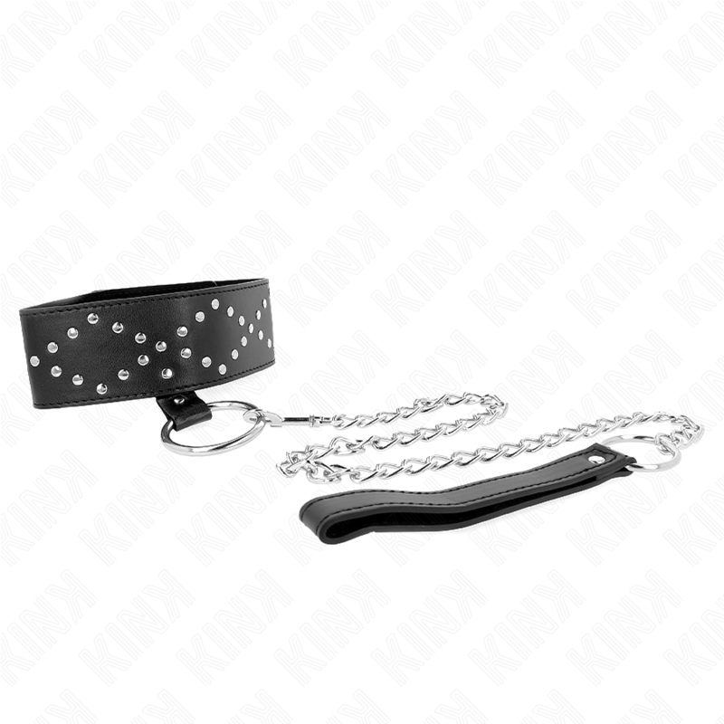 KINK COLLAR & GAG Collier 65 Cm Laisse Clous Argentés Modèle 3 Réglable 36-... — vue arrière