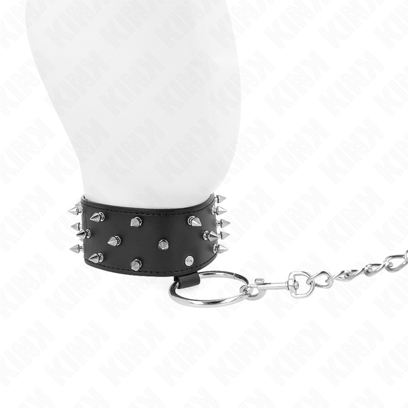 KINK COLLAR & GAG Collier Laisse 65 Cm Clous Argentés Modèle 5 Réglable 36-... — vue alternative