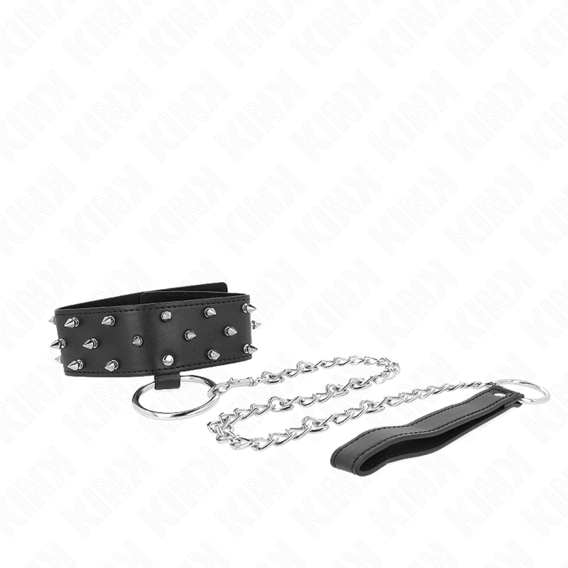 KINK COLLAR & GAG Collier Laisse 65 Cm Clous Argentés Modèle 5 Réglable 36-... — vue arrière