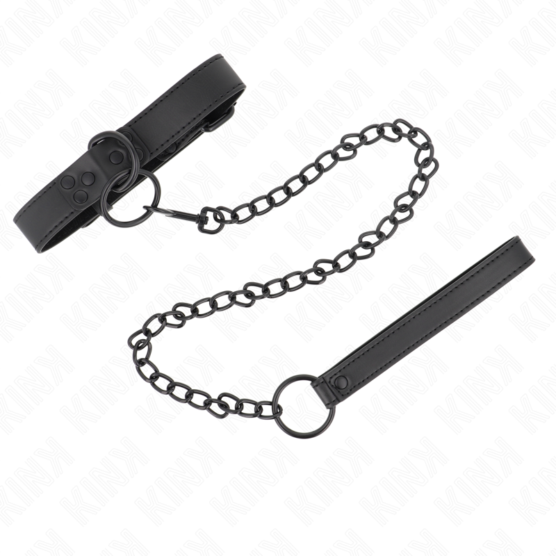 KINK COLLAR & GAG Collier Laisse Foncée 65 Cm Ajustable 37-54 Cm X 3 Cm — vue détaillée