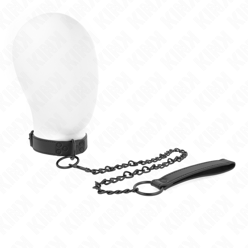 KINK COLLAR & GAG Collier Laisse Foncée 65 Cm Ajustable 37-54 Cm X 3 Cm - Aura Intime