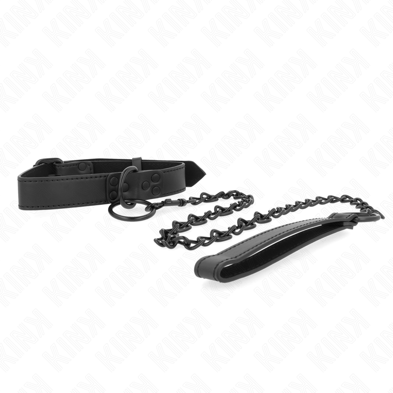KINK COLLAR & GAG Collier Laisse Foncée 65 Cm Ajustable 37-54 Cm X 3 Cm — vue arrière