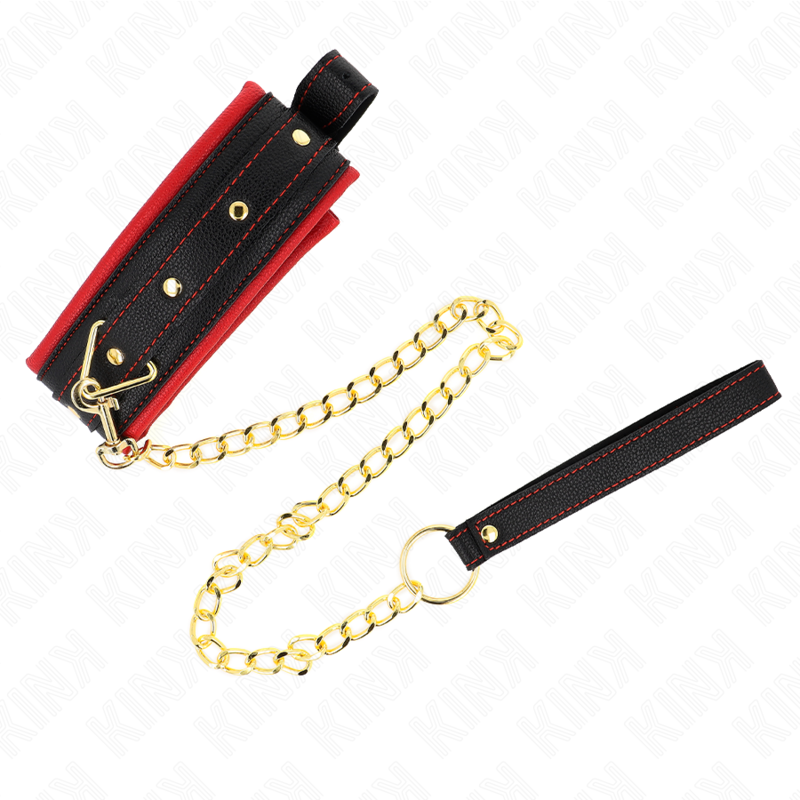 KINK COLLAR & GAG Collier Laisse Tissu Uni Ajustable 33-48 Cm X 5,7 Cm — vue détaillée