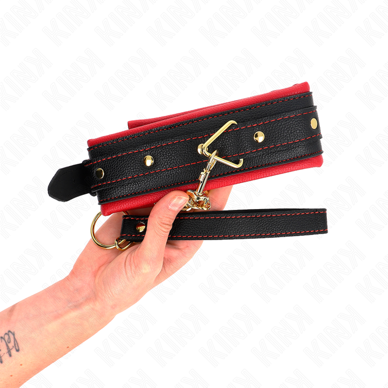 KINK COLLAR & GAG Collier Laisse Tissu Uni Ajustable 33-48 Cm X 5,7 Cm — accessoires inclus