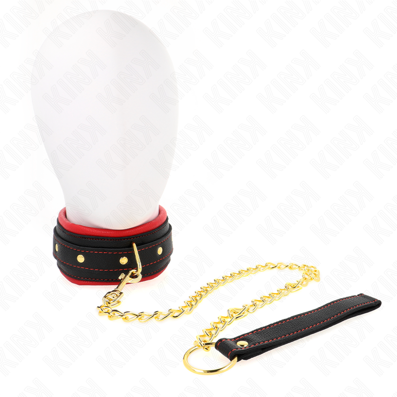KINK COLLAR & GAG Collier Laisse Tissu Uni Ajustable 33-48 Cm X 5,7 Cm - Aura Intime