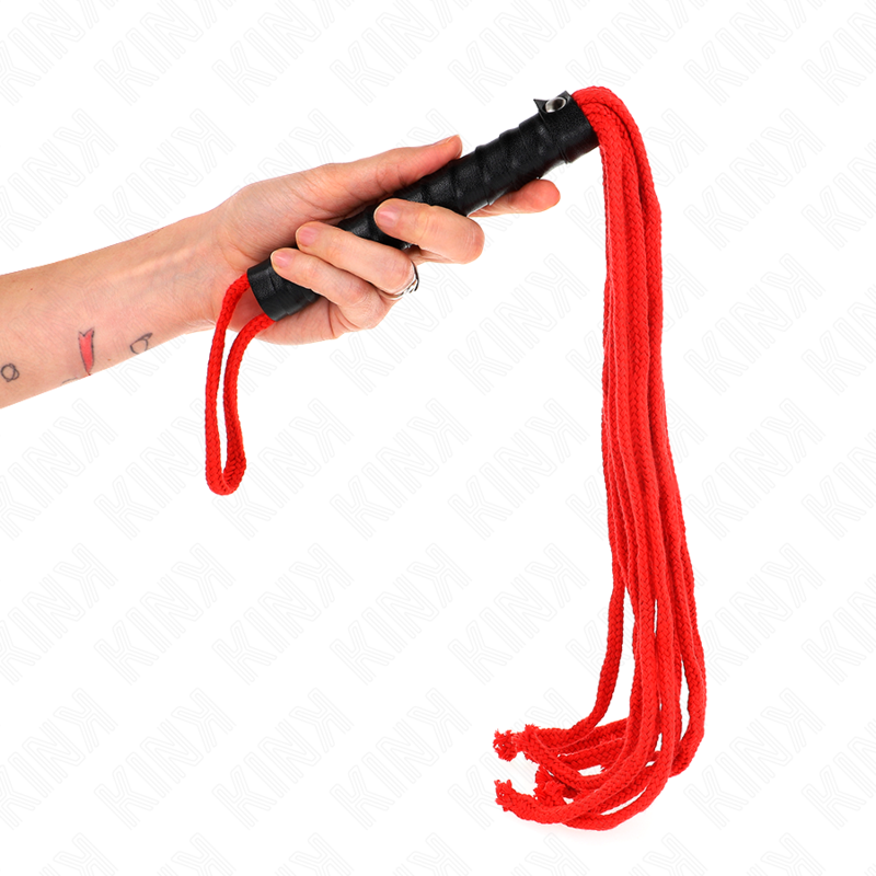 KINK IMPACT & TOUCH Fouet Corde Rojo 56 Cm - Aura Intime