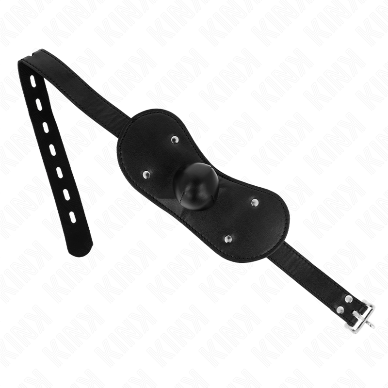 KINK COLLAR & GAG Masque Boucles Ball Gag Serrure Réglable 42-60 Cm - Aura Intime