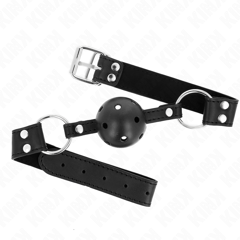 KINK COLLAR & GAG Bâton Respirant 4 Cm Double Rivet Modèle 1 Noir 62,5 X 2,... - Aura Intime
