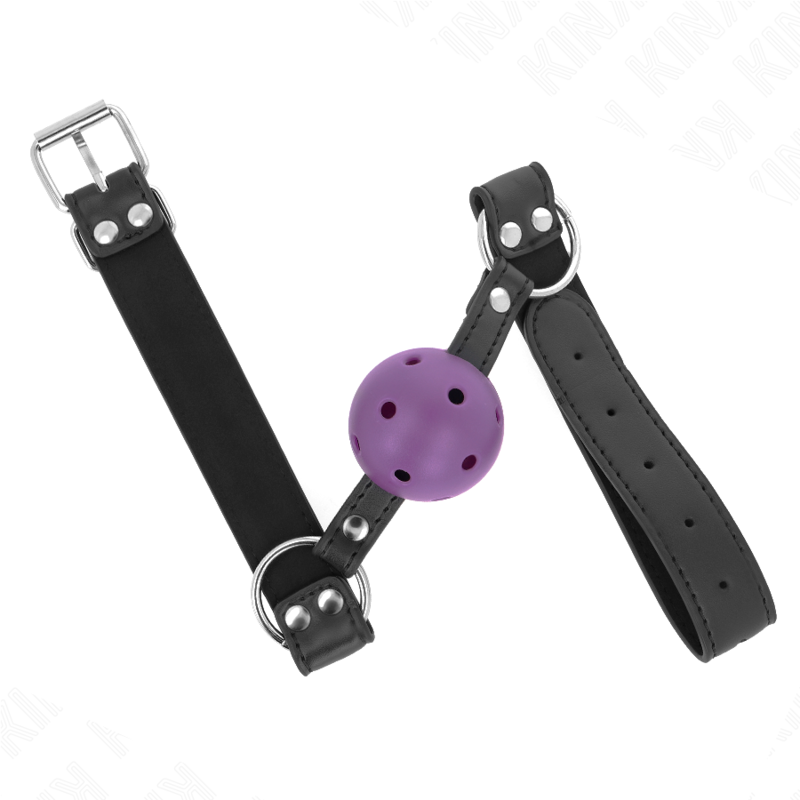 KINK COLLAR & GAG Balle Respirante 4 Cm Bag Double Rivet Violet 62,5 X 2,5 ... — vue détaillée