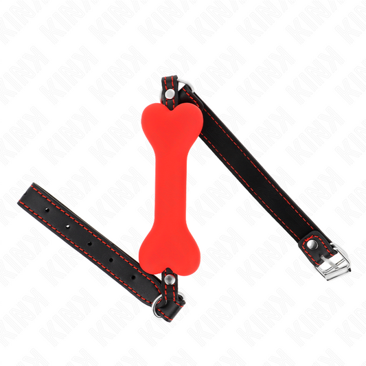 KINK COLLAR & GAG Os Rouge 12 Cm Bag 63 X 2 Cm - Aura Intime