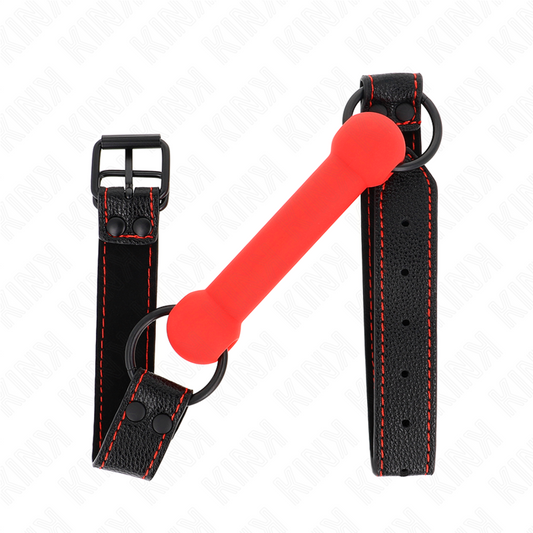 KINK COLLAR & GAG Gag Os Sangle Cuirette Rouge Ajustable 41-57 Cm - Aura Intime