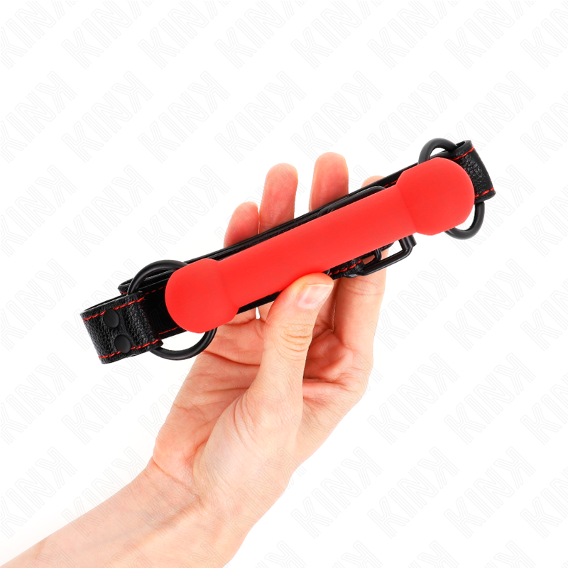 KINK COLLAR & GAG Gag Os Sangle Cuirette Rouge Ajustable 41-57 Cm — vue détaillée