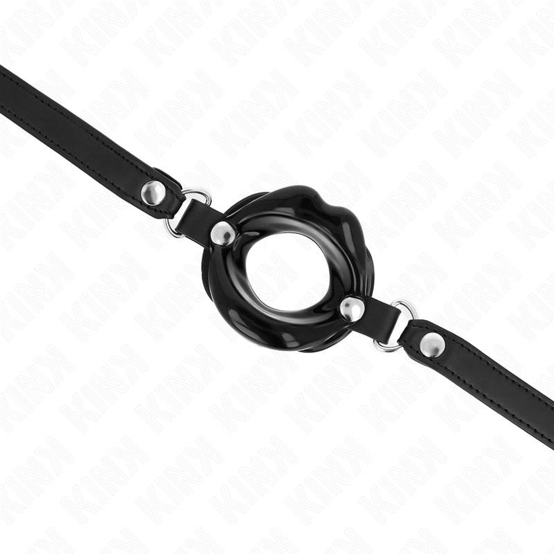 KINK COLLAR & GAG Bâton Lip 8 Cm Sangle Cuir Noir 63 X 2 Cm Ajustable 39-58 Cm — vue arrière