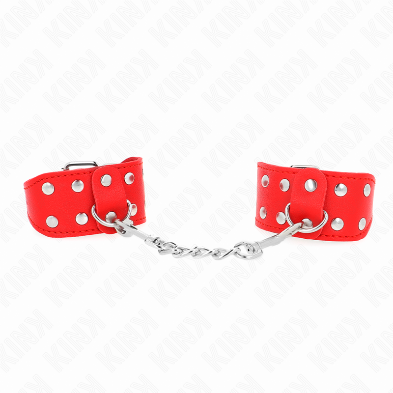 KINK WRIST RESTRAINT Bracelets Double Ligne Clous Réglables Rouge - Aura Intime