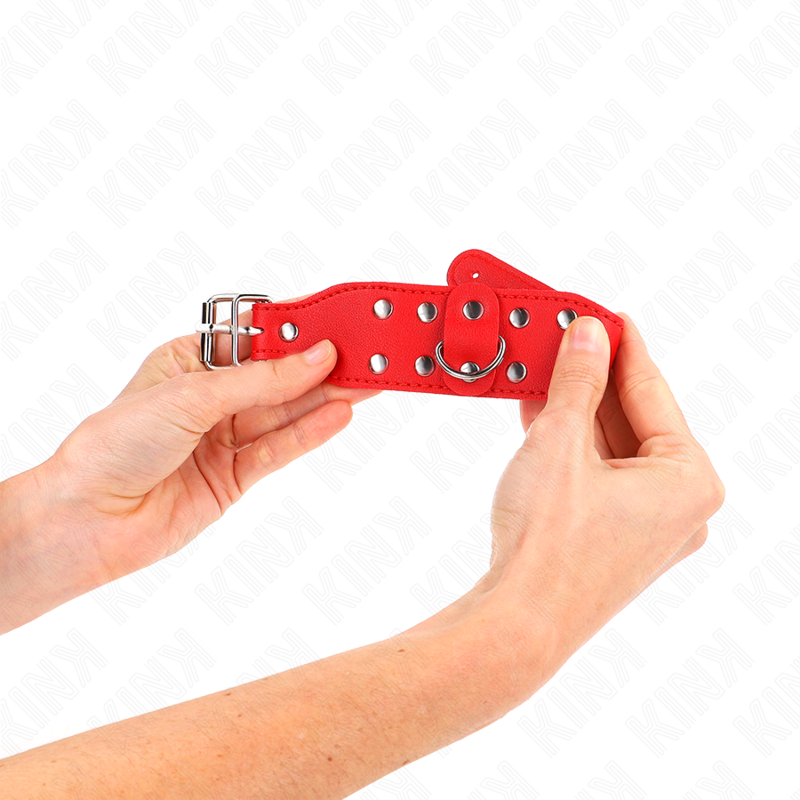 KINK WRIST RESTRAINT Bracelets Double Ligne Clous Réglables Rouge — vue arrière