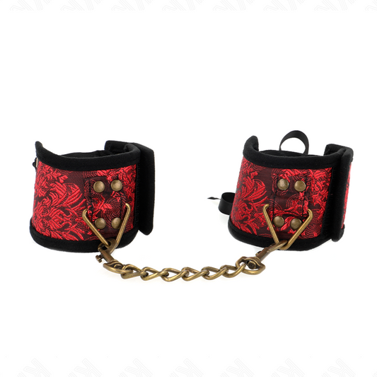 KINK WRIST RESTRAINT Attache-Poignets Scandal Détails Dentelle Rouge-Noir 24,5... - Aura Intime