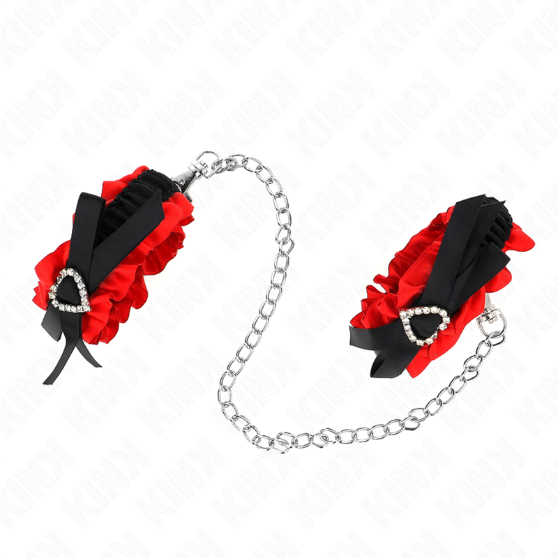 KINK WRIST RESTRAINT Attentes-Poignets Élastiques Dentelle Détails Coeur Rouge... — vue détaillée