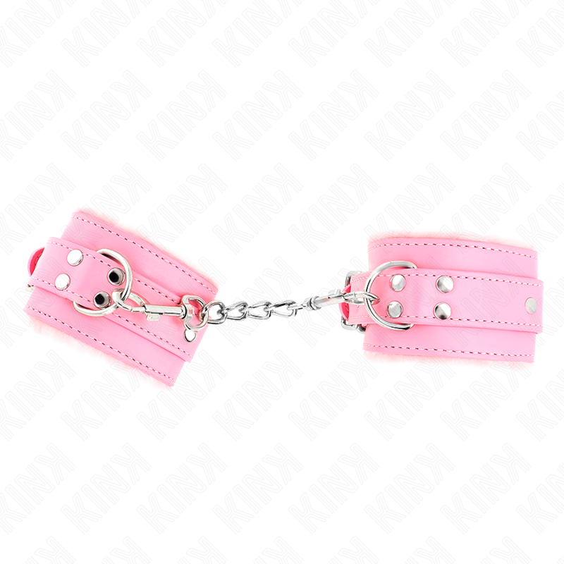 KINK WRIST RESTRAINT Appui-Poignets Doublés Fourrure Rose Ceinture Rose Réglab... - Aura Intime