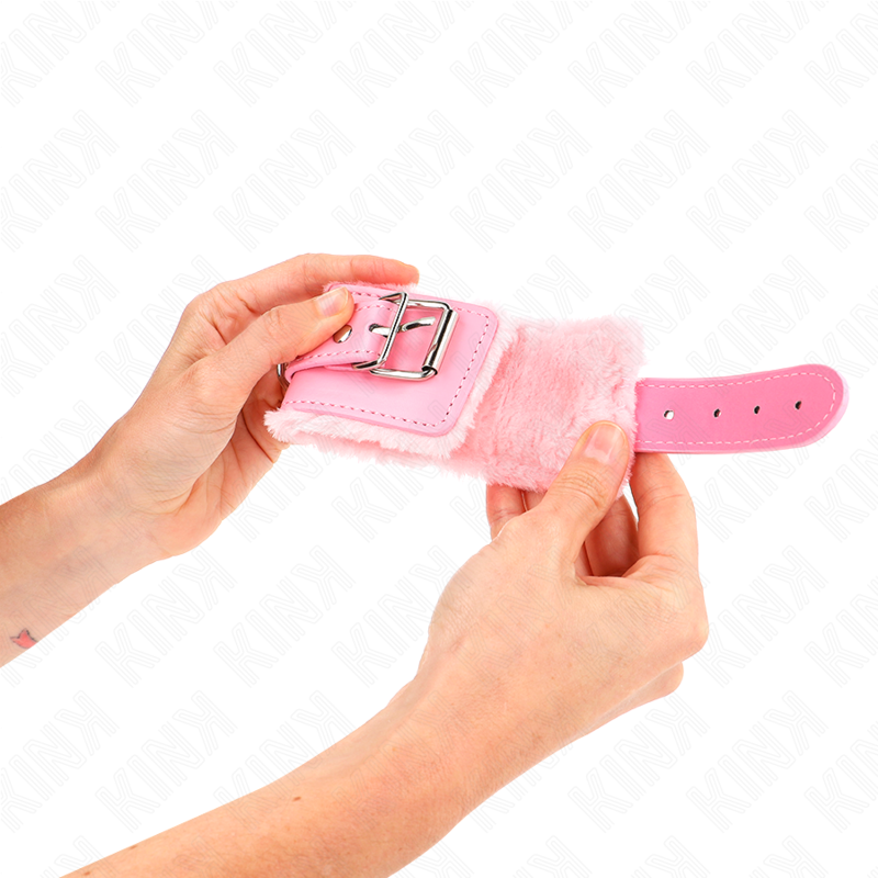 KINK WRIST RESTRAINT Appui-Poignets Doublés Fourrure Rose Ceinture Rose Réglab... — vue arrière