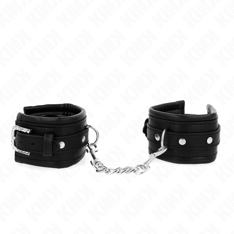 KINK WRIST RESTRAINT Appareils-Poignets À Boucle Strass Noir Ajustable 25-32 C... - Aura Intime