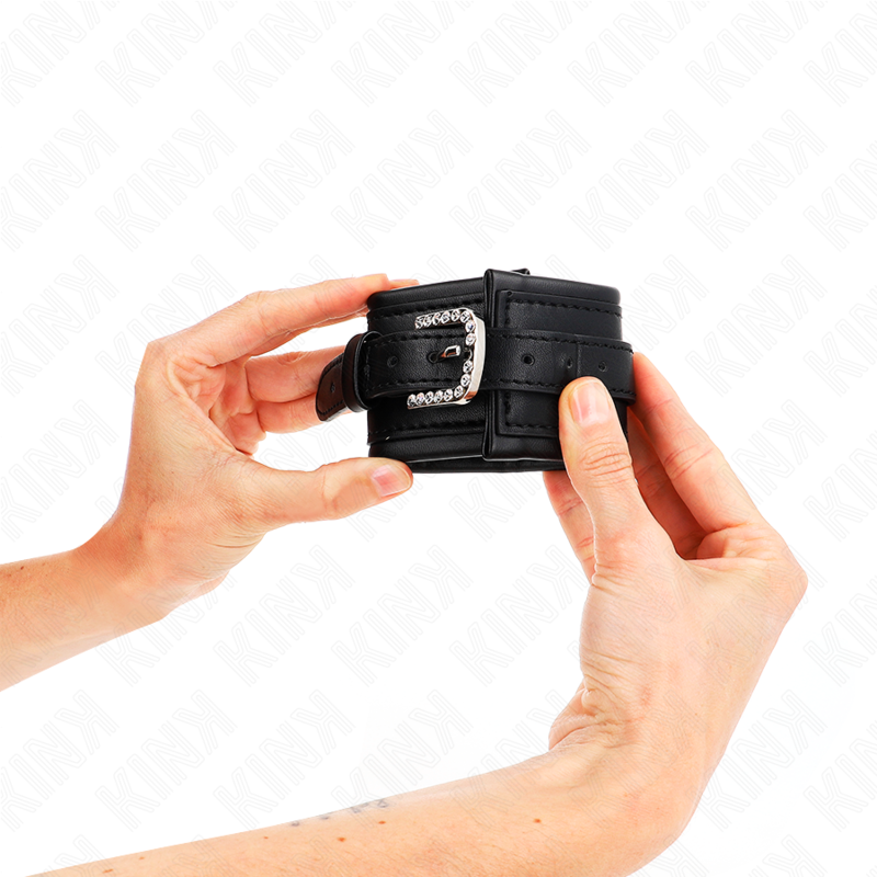 KINK WRIST RESTRAINT Appareils-Poignets À Boucle Strass Noir Ajustable 25-32 C... — vue arrière