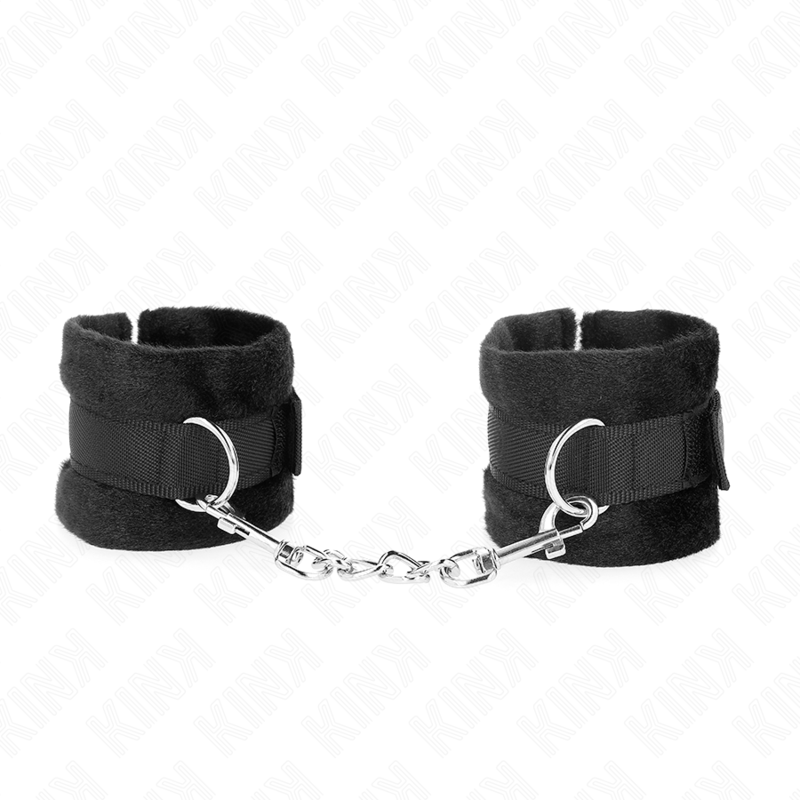 KINK WRIST RESTRAINT Manchettes Débutant Fourrure Noir 30 X 7 Cm - Aura Intime