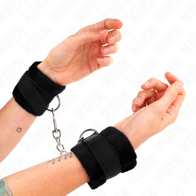 KINK WRIST RESTRAINT Manchettes Débutant Fourrure Noir 30 X 7 Cm — vue alternative