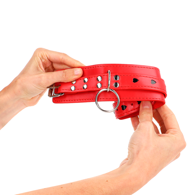 KINK WRIST RESTRAINT Appareils-Poignets Rouges Incrustation Coeur Noir Réglabl... — vue arrière