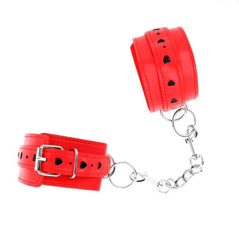 KINK WRIST RESTRAINT Appareils-Poignets Rouges Incrustation Coeur Noir Réglabl... — vue détaillée