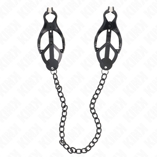 KINK NIPPLE GRIP Pinces À Metelles Trèfle Japonais Chaîne Noir 30 Cm - Aura Intime