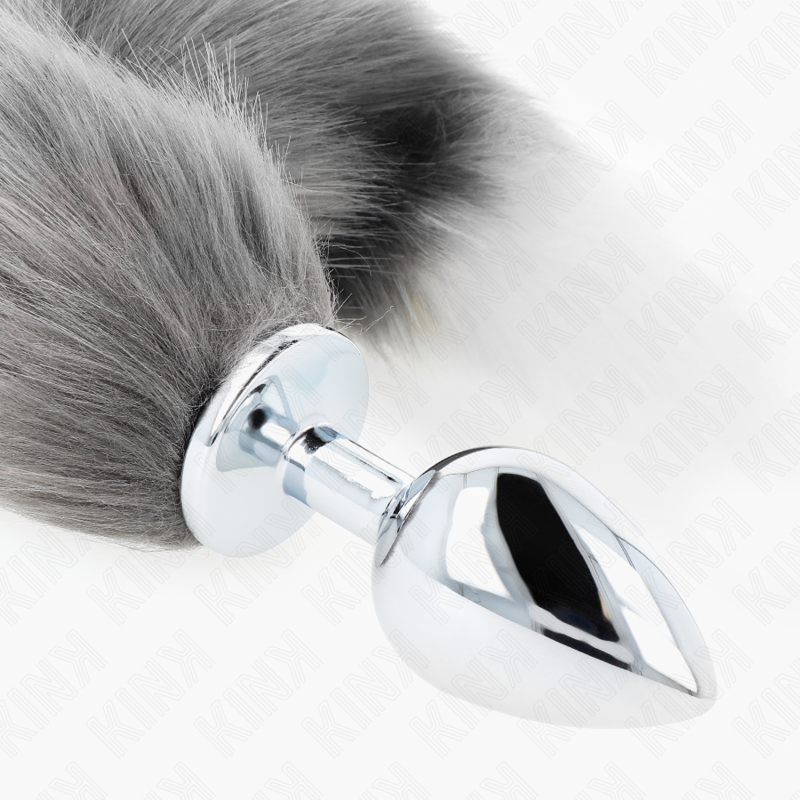 KINK PLEASURE PLUGS Plug Anal Taille L 10 X 4 Cm Queue Synthétique 40 Cm Gris... — vue arrière