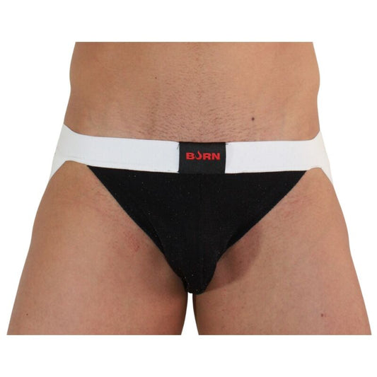 BURN 004 Jock Noir Brillant / Blanc Xl - Aura Intime