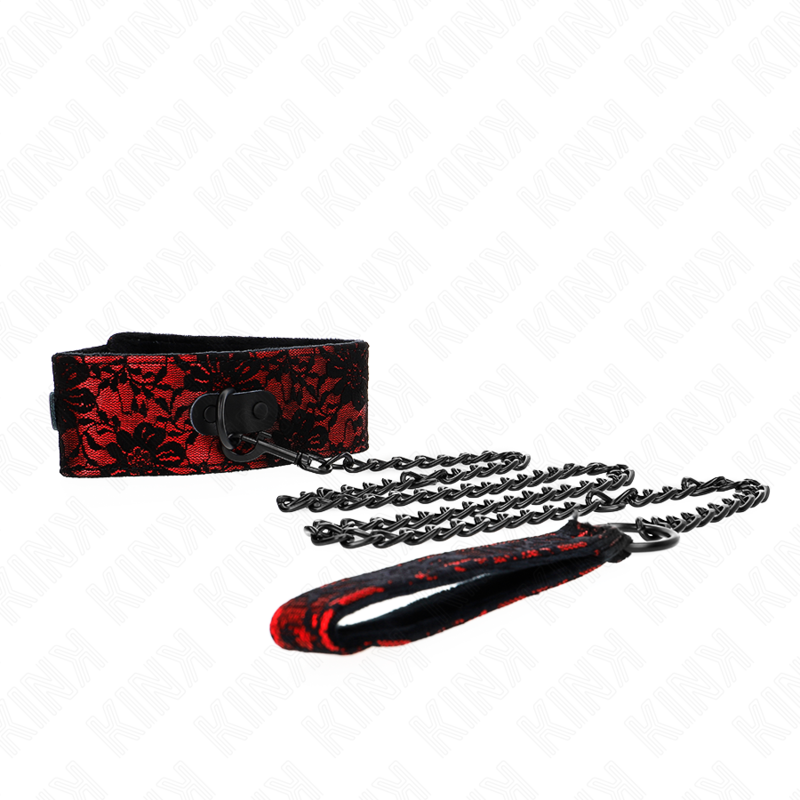KINK COLLAR & GAG Collier Dentelle Ceinture Ceinture Cuir Vrai 105 Cm / 44 ... — vue alternative