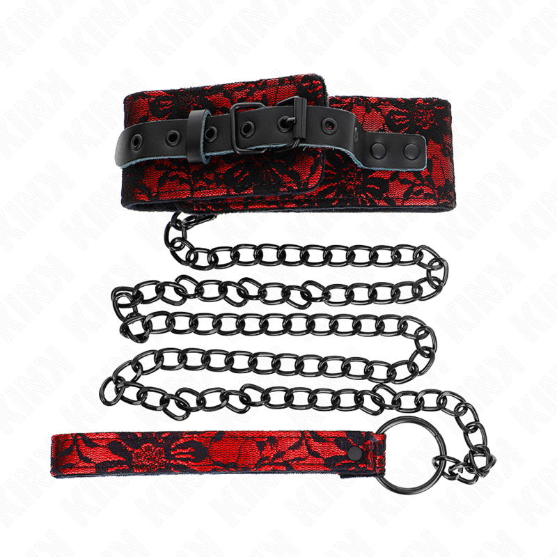 KINK COLLAR & GAG Collier Dentelle Ceinture Ceinture Cuir Vrai 105 Cm / 44 ... — vue détaillée