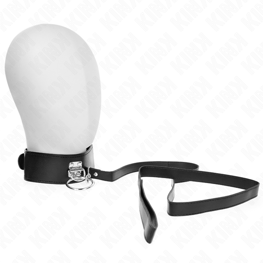 KINK COLLAR & GAG Laisse Cloutée 116 Cm Collier Sangle Cuir 50 X 5 Cm - Aura Intime