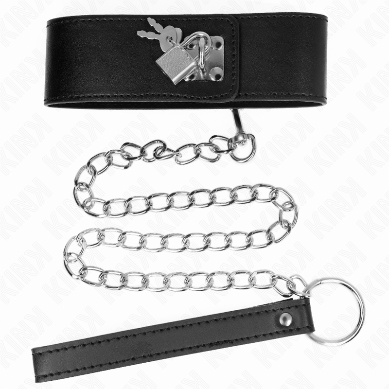 KINK COLLAR & GAG Collier Ceinture 65 Cm Large Bracelet Noir Ajustable 33,5... — vue arrière