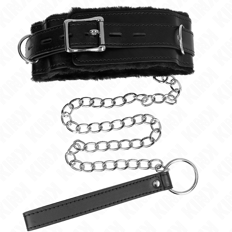 KINK COLLAR & GAG Collier Laisse 65 Cm Restrictions Noir 36-42 Cm X 5,5 Cm — accessoires inclus