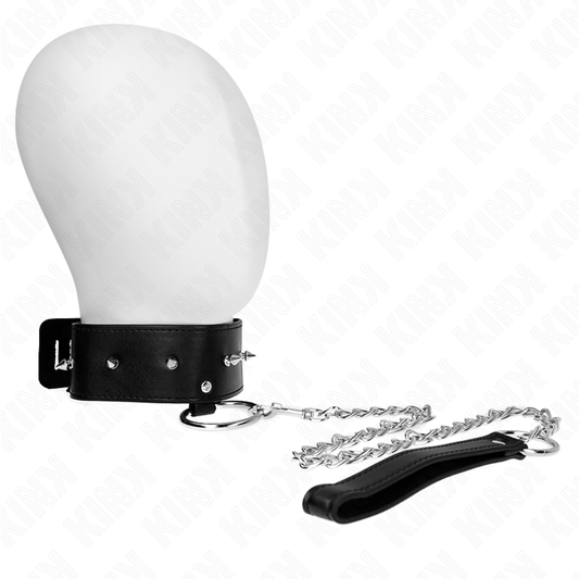 KINK COLLAR & GAG Collier 65 Cm Laisse Clous Argentés Modèle 2 Réglable 36-... - Aura Intime