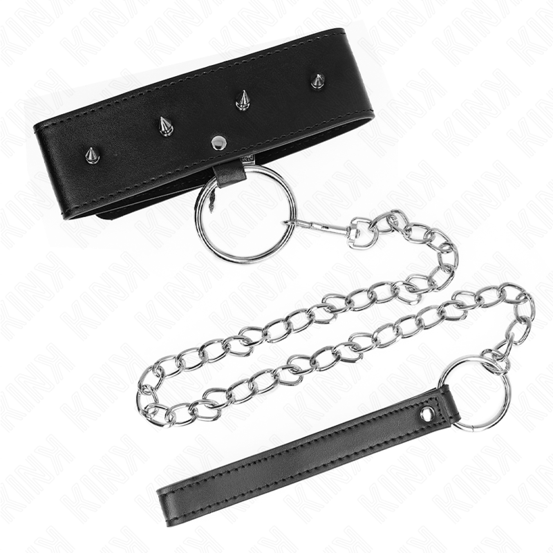 KINK COLLAR & GAG Collier 65 Cm Laisse Clous Argentés Modèle 2 Réglable 36-... — vue arrière