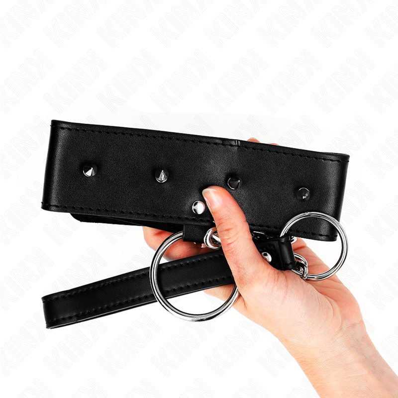 KINK COLLAR & GAG Collier 65 Cm Laisse Clous Argentés Modèle 2 Réglable 36-... — accessoires inclus