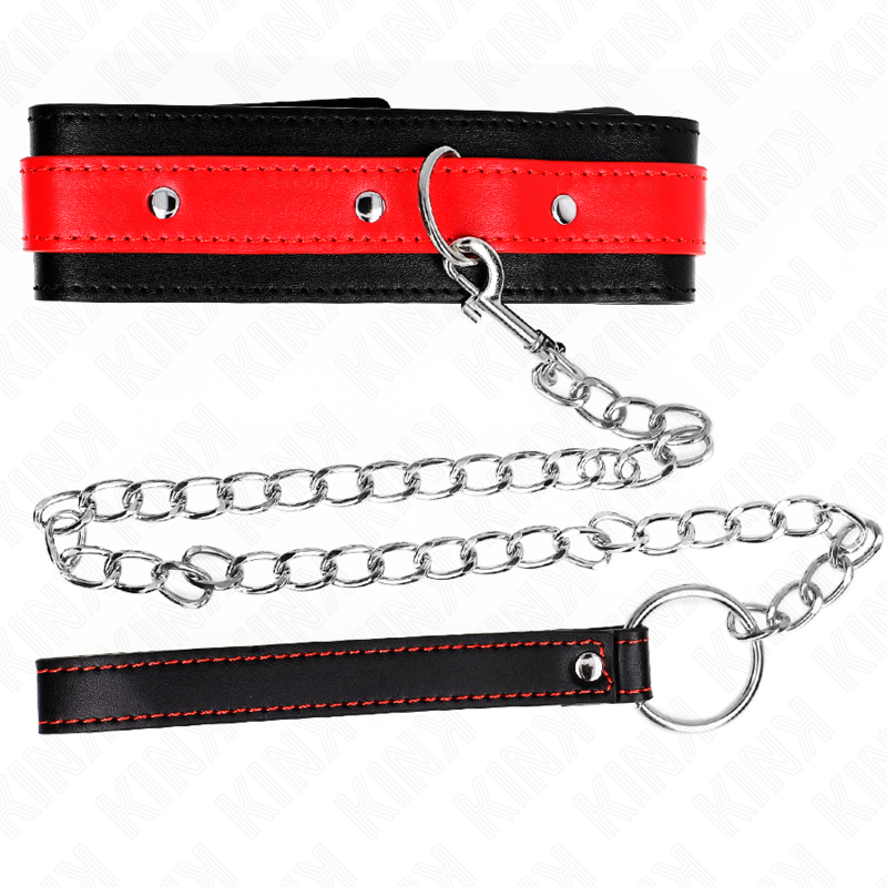 KINK COLLAR & GAG Collier Bracelet Rouge 65 Cm Ajustable 36-43 Cm X 5 Cm — accessoires inclus